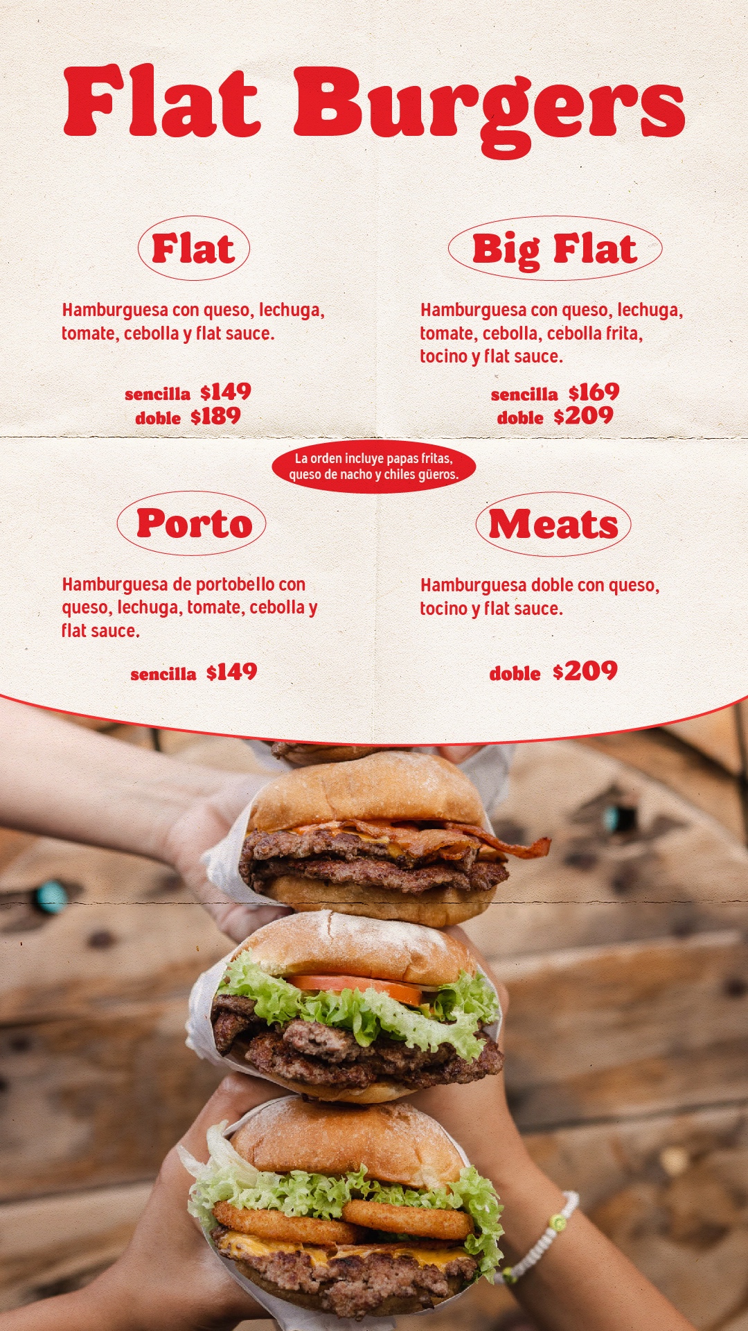 menu flat burger ensenada hamburgesa