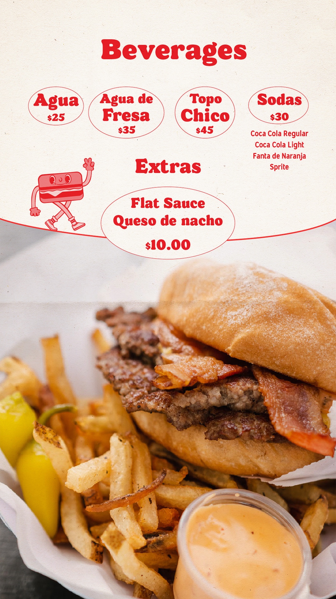 sodas queso de nacho nacho cheese bebidas flat burger ensenada